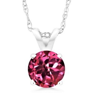 Pink Tourmaline Pendant Necklace 